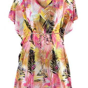Tropical Printed Beach Swimsuit Cover Up on Luulla