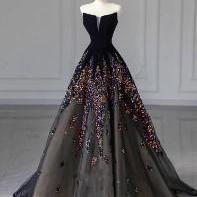 Luxury Black Off the Shoulder Sequined Dress