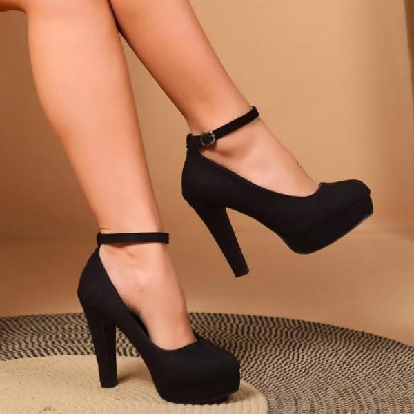 Classy Black High heels Ankle Strap Fashion Shoes
