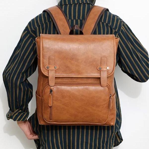 Unisex PU Leather Travel Bag Backpack