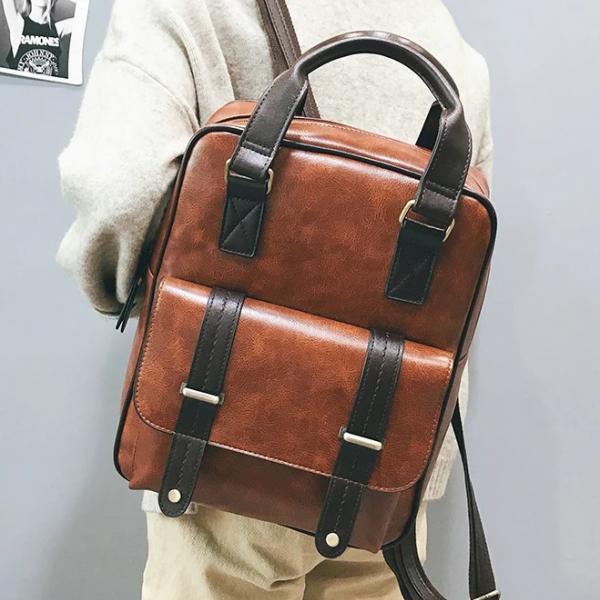 Vintage Style Women Backpacks Fashion Leather School Bags