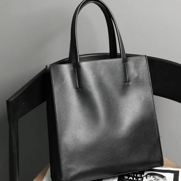 PU Leather Business Casual Unisex Black Bag
