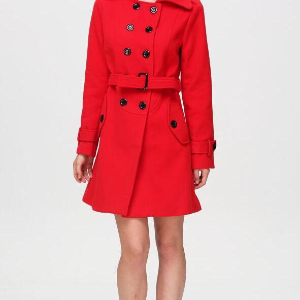 Red Winter Coat With Belt on Luulla