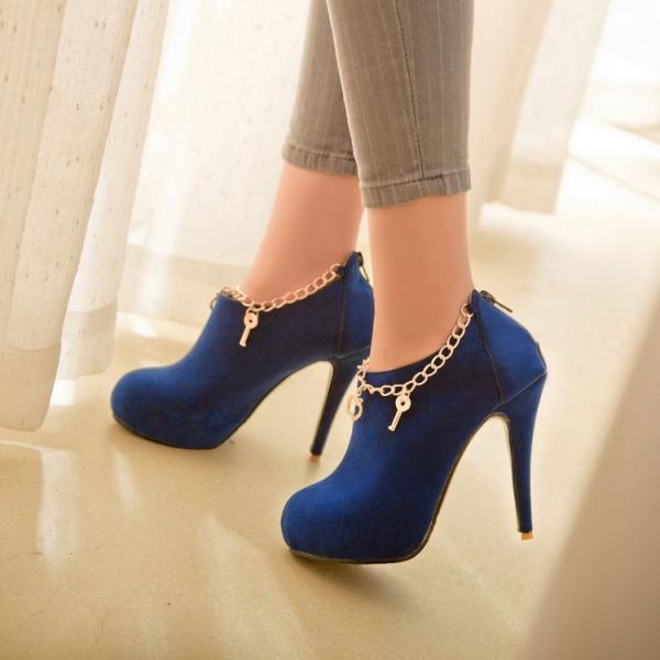 blue booties heels