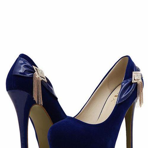 royal blue heels with bow