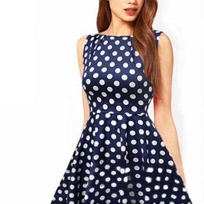 Classy Vintage Style Polka Dots Dress on Luulla