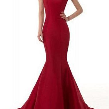 Elegant One Shoulder Wine Red Mermaid Dress on Luulla