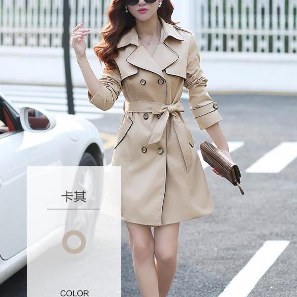 Brown Double Breasted Trench Coat on Luulla