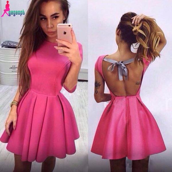 Gorgeous Pink Back Bow Knot Design Dress on Luulla