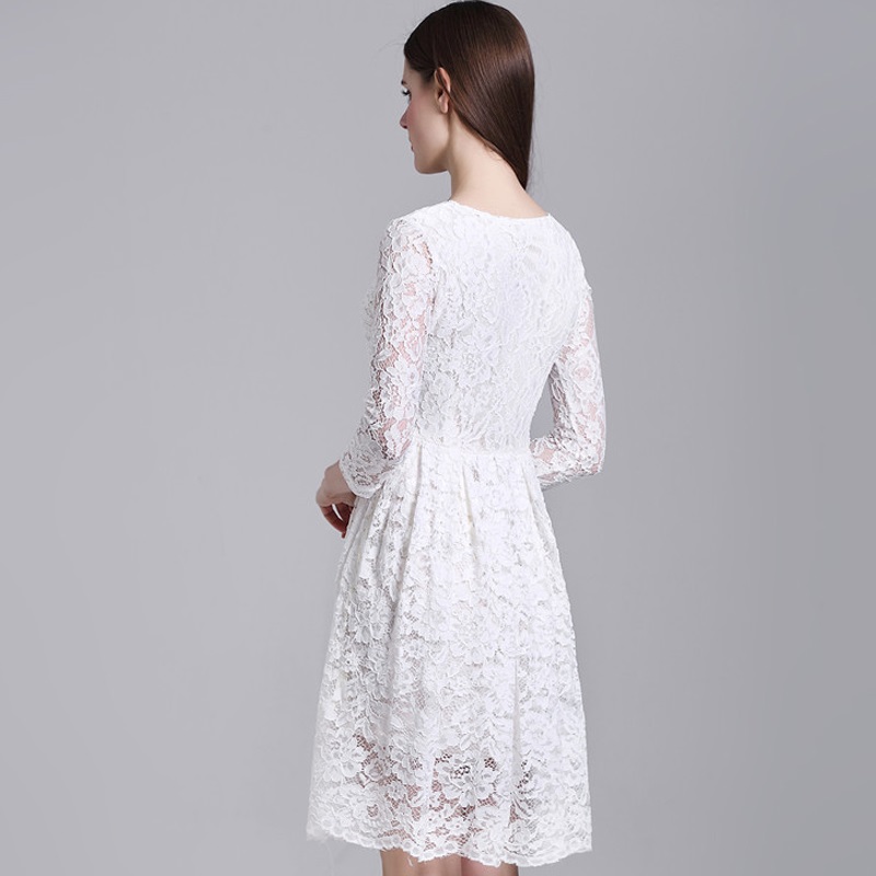 A Line White Long Sleeve Lace Party Dress on Luulla