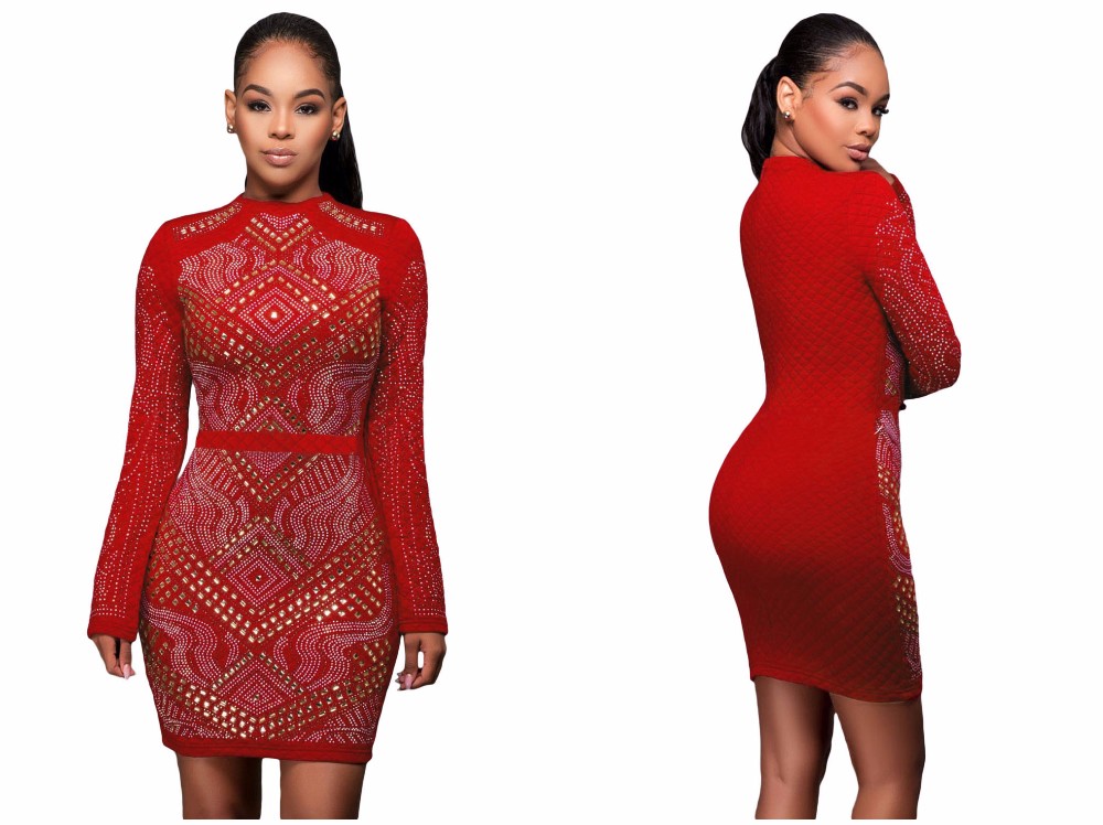 Long Sleeve Autumn And Winter Bodycon Party Dresses on Luulla