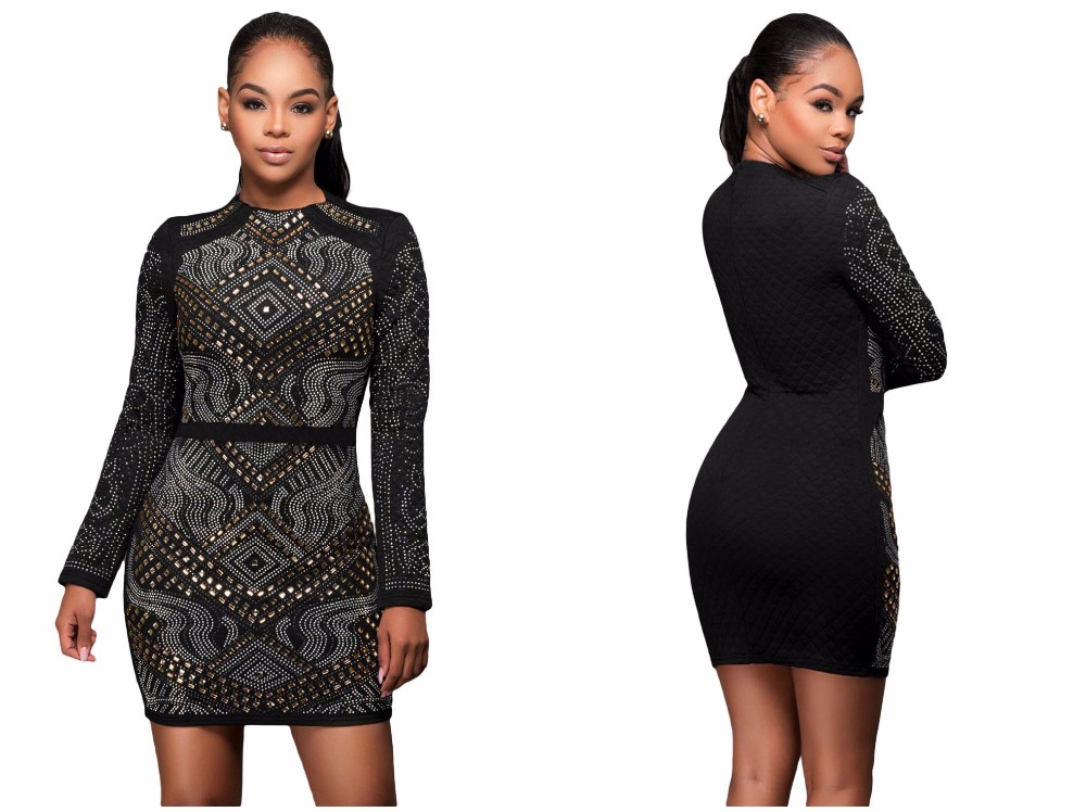 Long Sleeve Autumn And Winter Bodycon Party Dresses on Luulla
