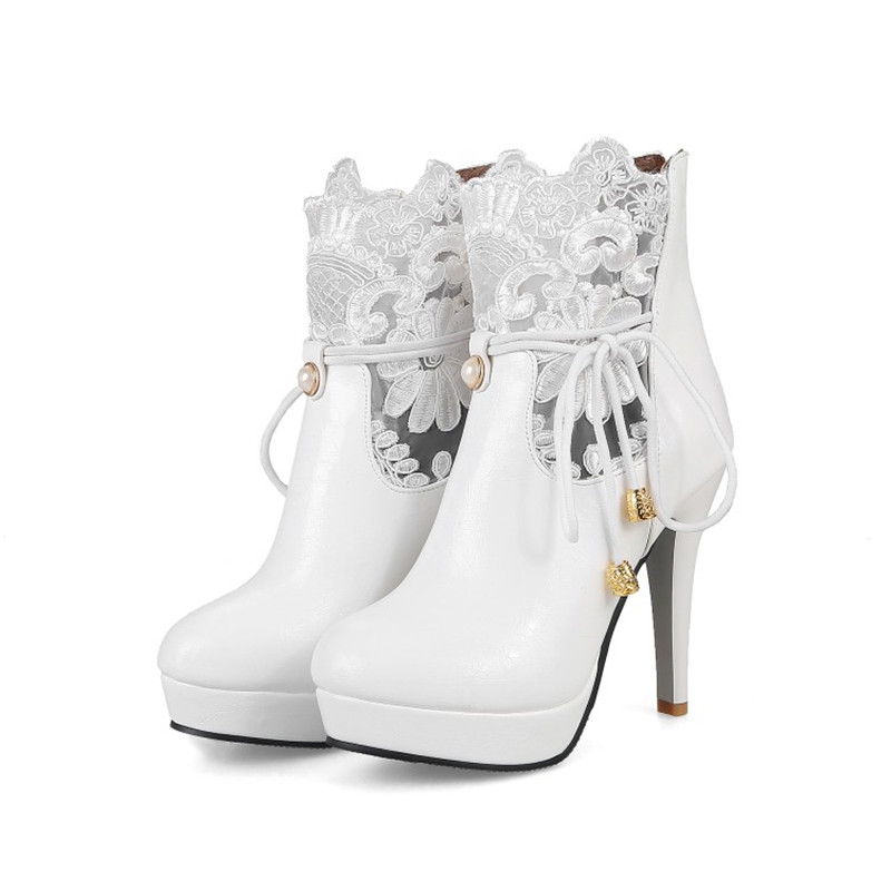 Classy High Heels Boots With Beautiful Lace Detail on Luulla