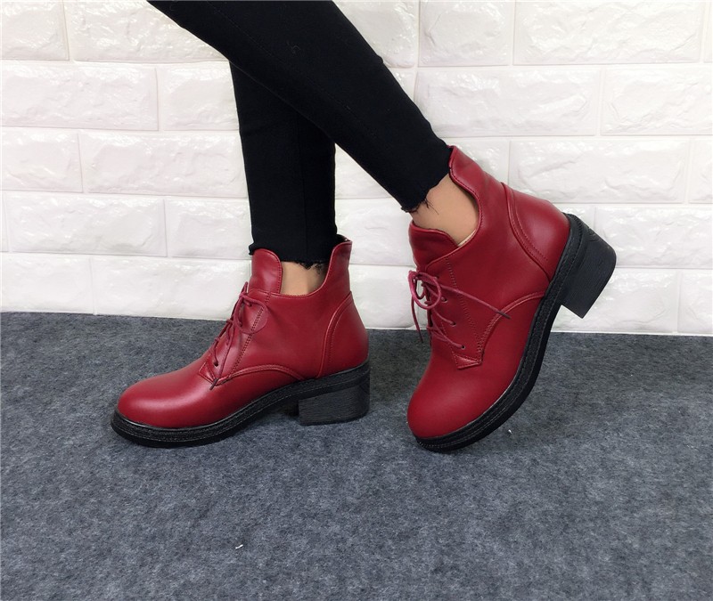 Stylish Lace Up Ankle Martins Boots on Luulla