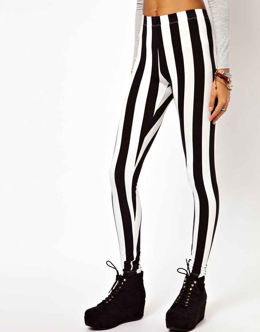 Black And White Striped Leggings on Luulla