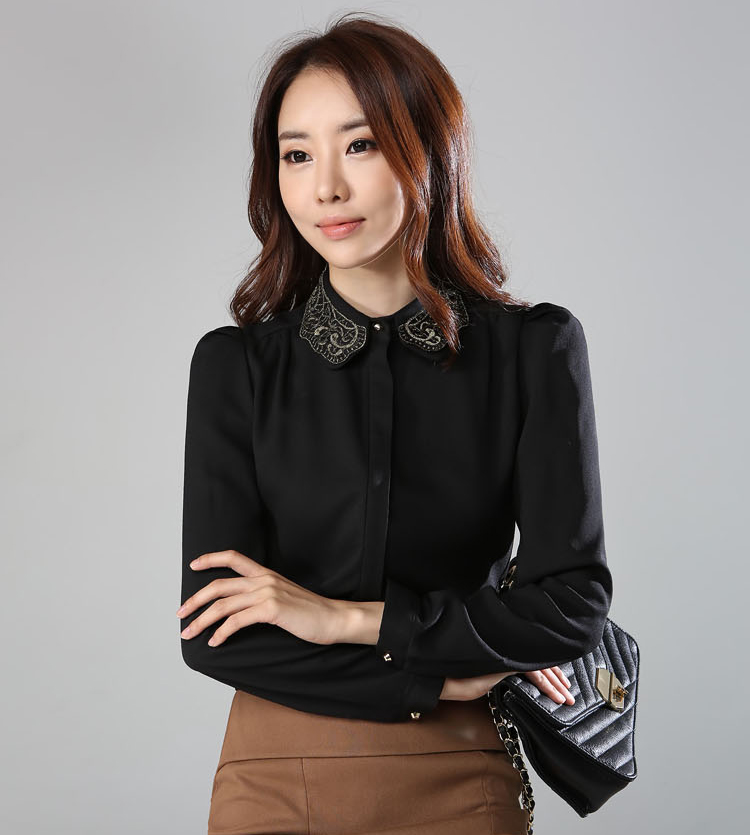 Chic Black Chiffon Blouse On Luulla 9816