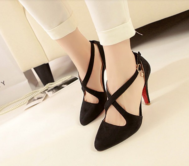 Black Criss Cross High Heel Pumps on Luulla
