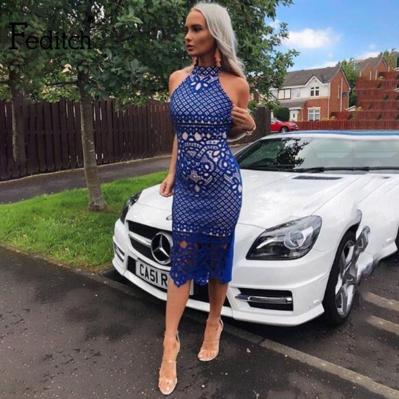 Sexy Halter Sleeveless Lace Bodycon Party Dress on Luulla