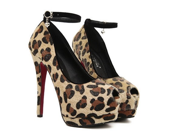 leopard high heel shoes