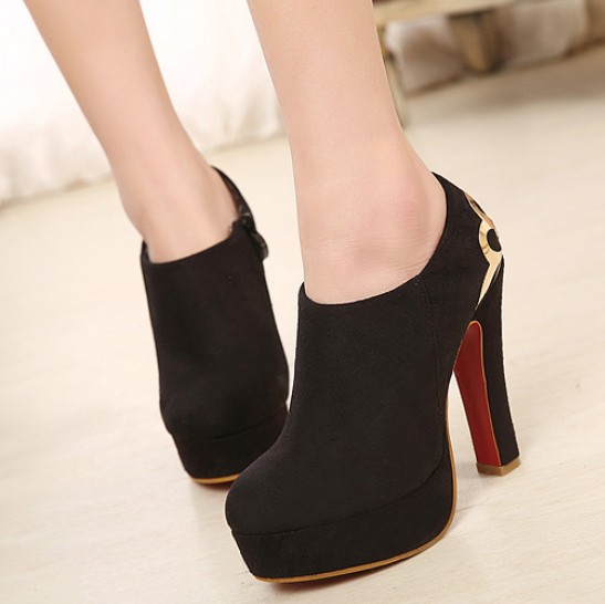 black ankle boot chunky heel