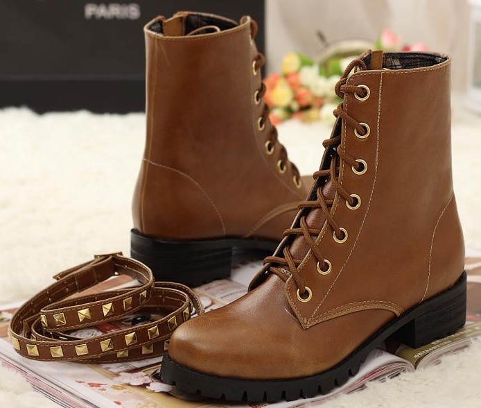 Stylish Brown Studded Boots on Luulla