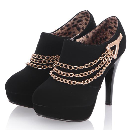 black high heels with chains