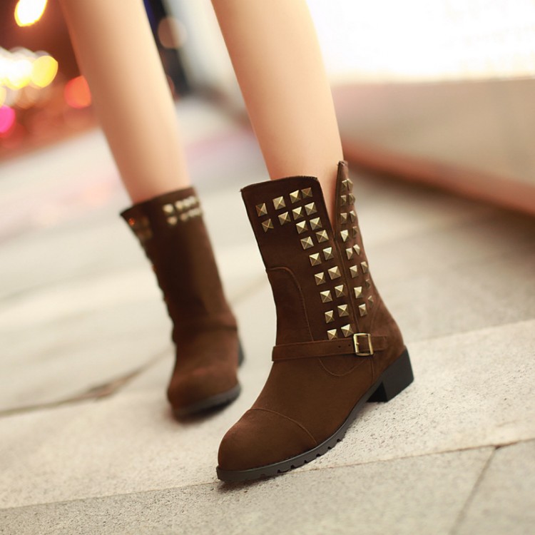 Stylish Brown Rivets Boots on Luulla