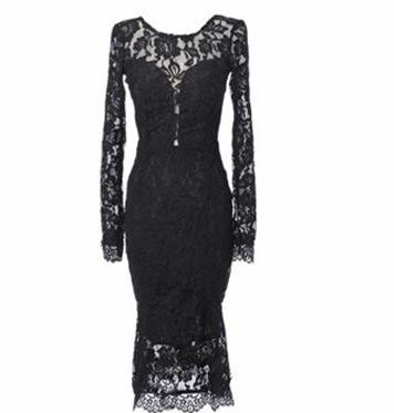 Long Sleeve Black Lace Dress on Luulla