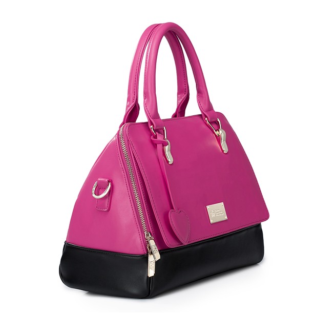 Rose Pink And Black Heart Charm Luxury Hand Bag on Luulla