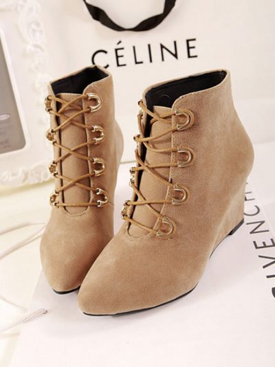 lace up ankle boots with wedge heel