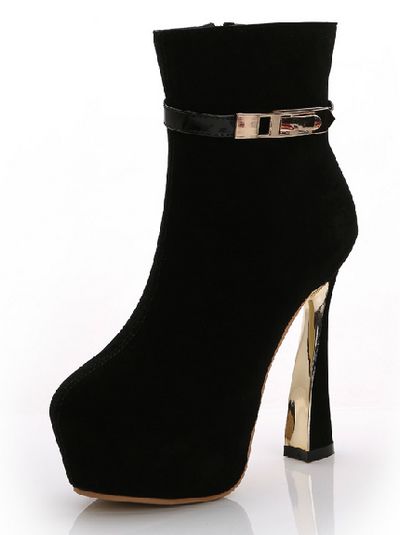 black suede high heel booties