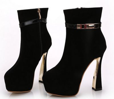 black suede high heel booties