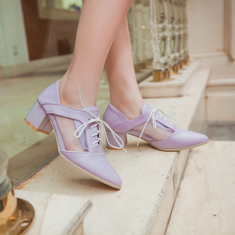 Cute And Comfy Pointed Toe Chunky Heel Oxford Shoes In Purple on Luulla
