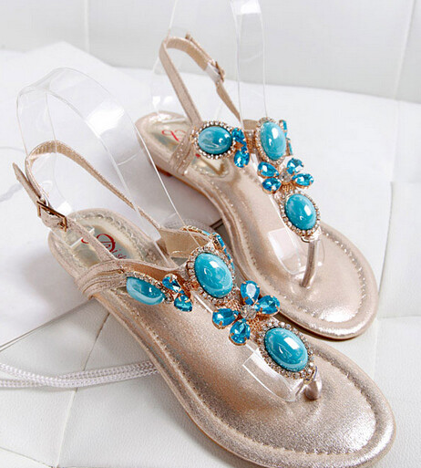 turquoise and white sandals