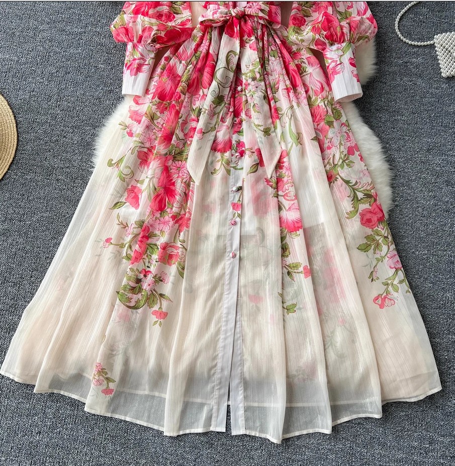 Nisreen Silk Cotton Flutter Dress Oasis Flora
