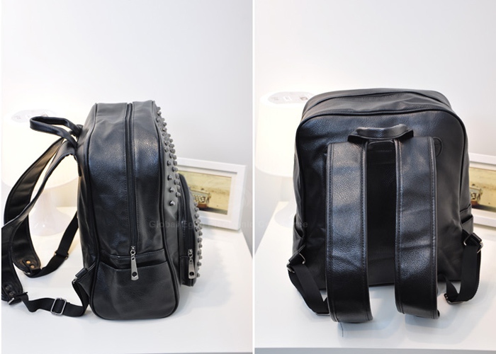Street Style Black Studded Backpack on Luulla