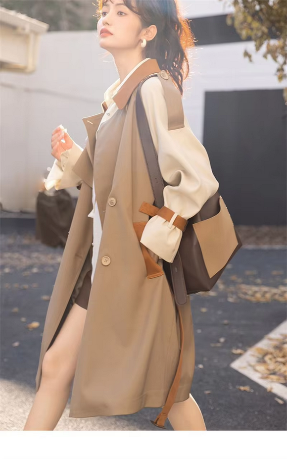 3550027 Khaki Short Sleeve Trench Coat