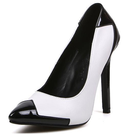 black and white high heel shoes
