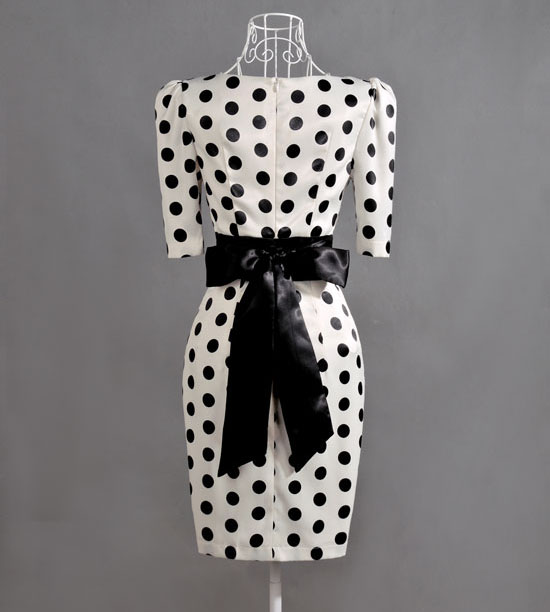 Sweetheart Neckline Vintage Design Polka Dot Dress With Bow On Luulla