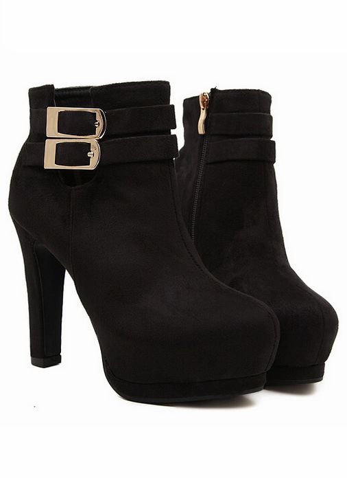 black suede high heel booties