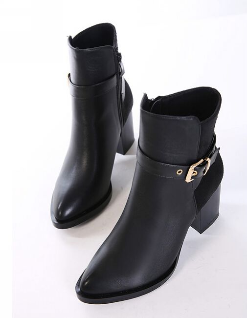 black buckle heel boots