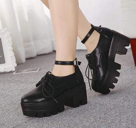 Black Chunky Heel Platform Shoes on Luulla