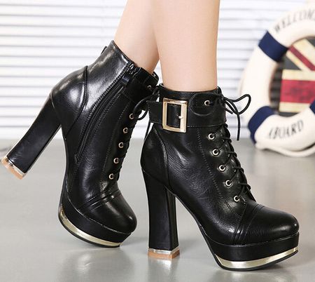 boots with laces and buckles