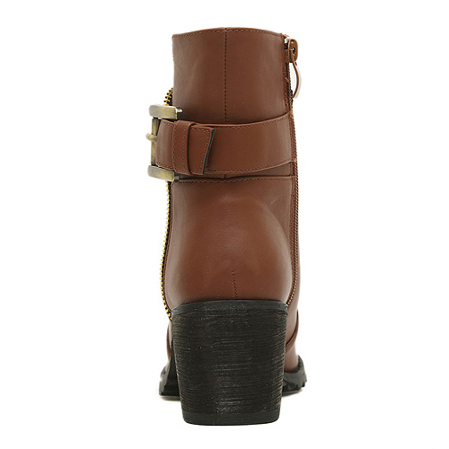 brown chunky heel boot