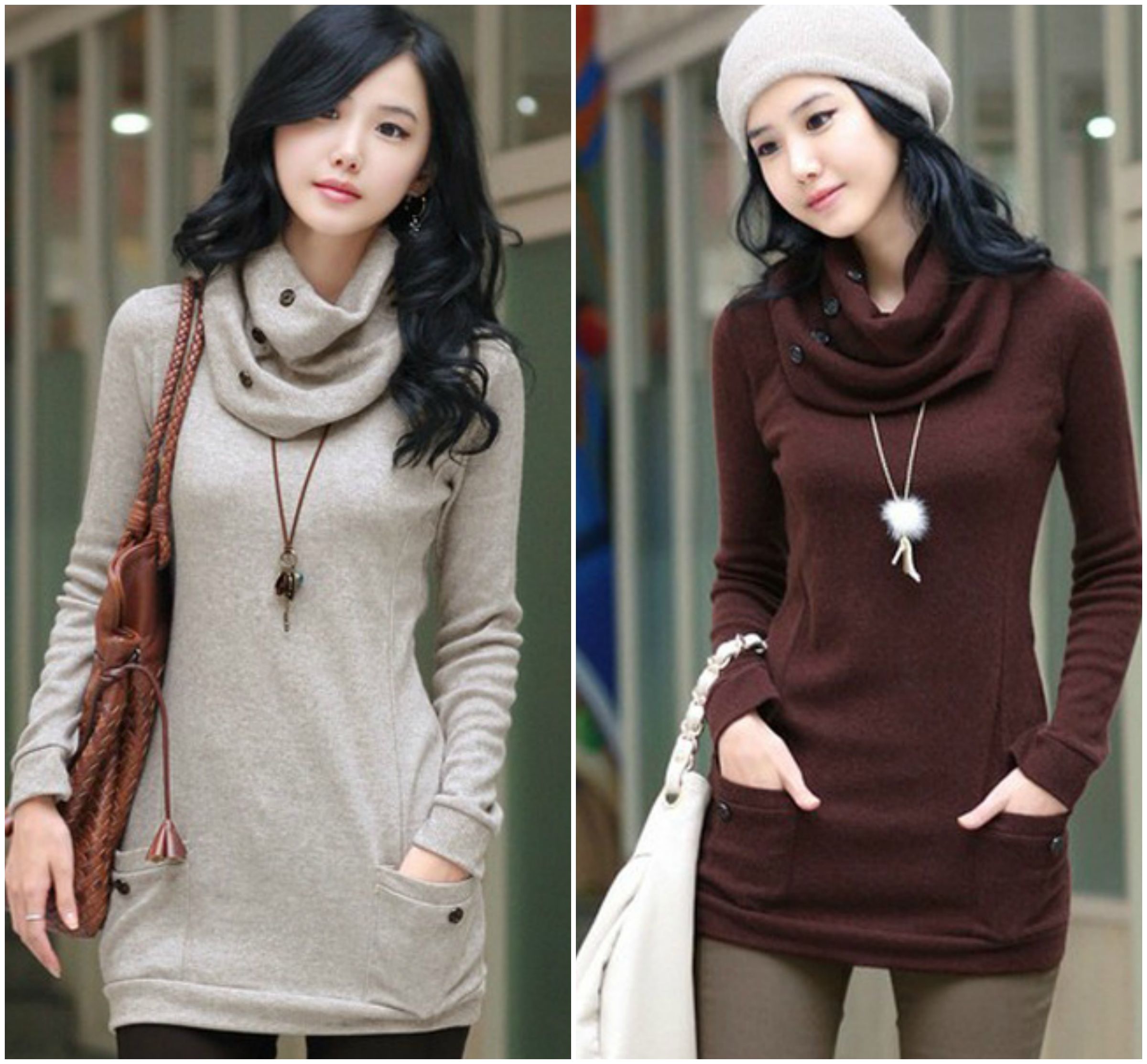 Chic Fitted Cotton Sweater In 2 Colors on Luulla
