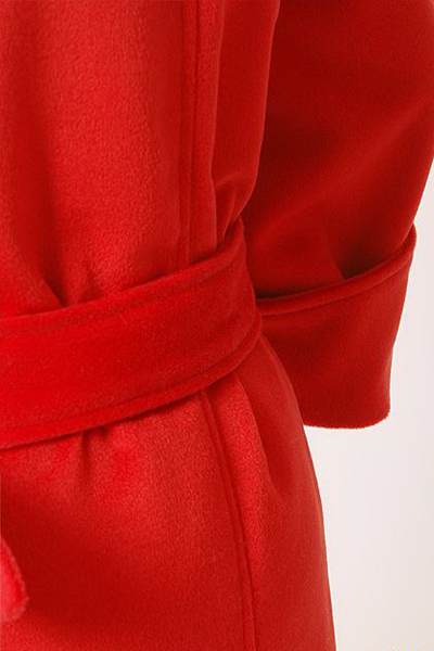 Classy Red Double Breasted Long Woolen Coat on Luulla