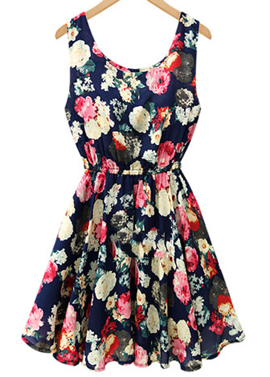 Sleeveless Floral Printed A Line Dress on Luulla
