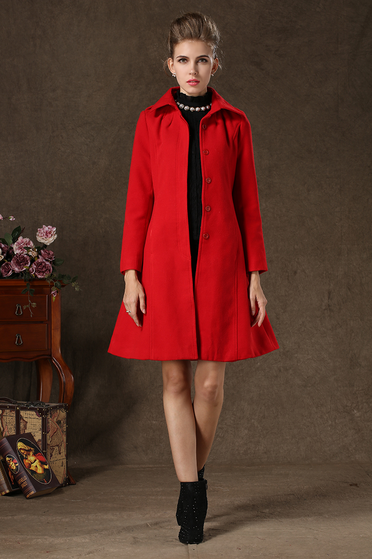 Red Winter Coat With Belt on Luulla