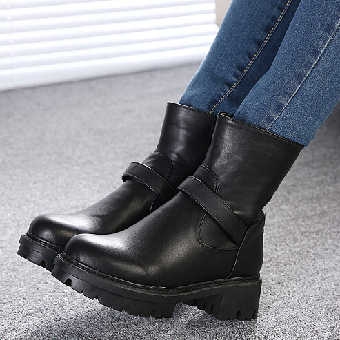 flat black winter boots