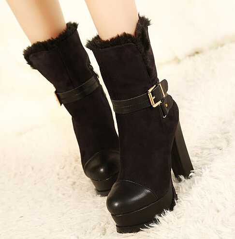 black buckle heel boots